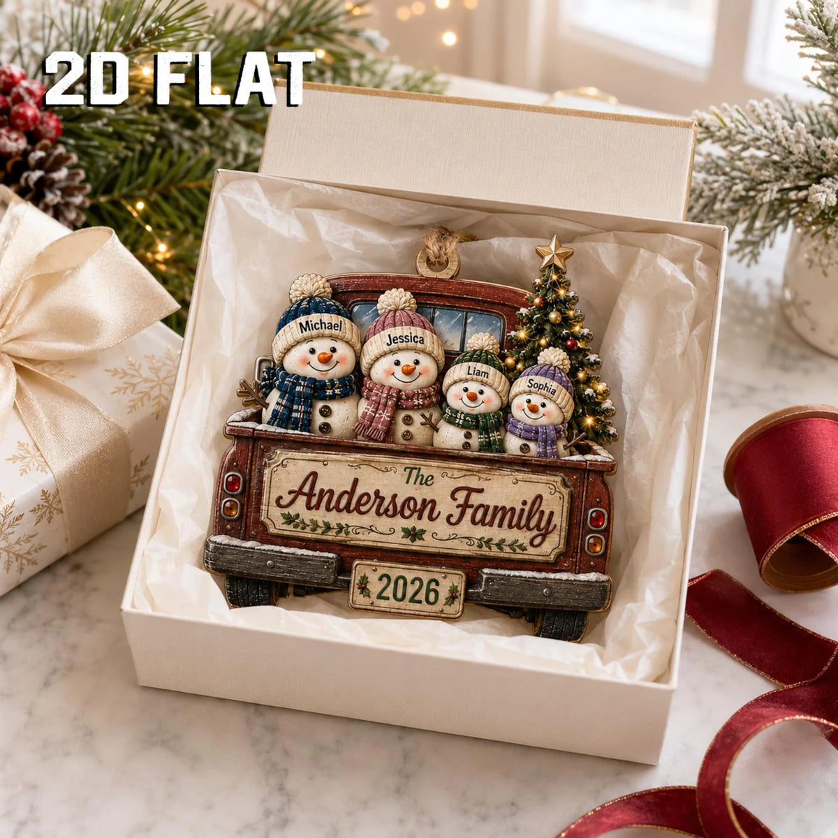 Personalized Family Christmas Ornament 2026, Custom Snowman Family Wooden Ornament, Family Name Keepsake, Christmas Tree Decor	COPETAL06