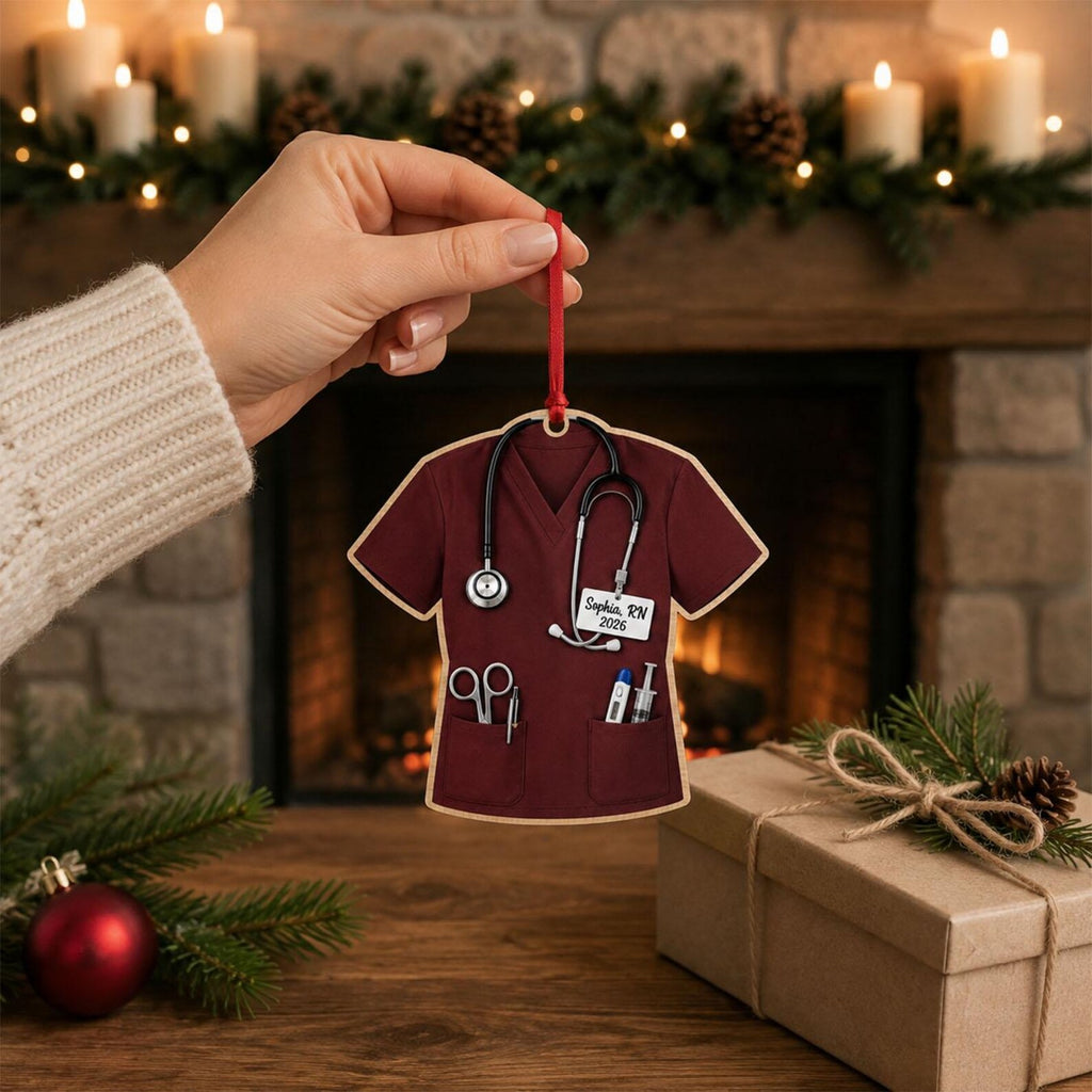 Personalized Nurse Wooden Ornament, 2D Flat RN Christmas Ornament 2026, Nurse Graduation Gift, New Nurse Gift, Registered Nurse Keepsake	COPETAL16