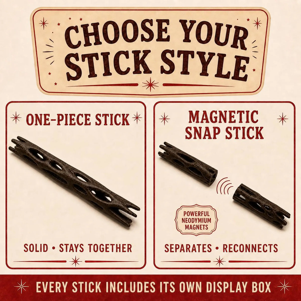 One Wish Willow Stick with Box, Obsession Inspired Prop Replica, Wish Making Snap Stick, Horror Movie Collectible, Screen-Style Box Included. WKBPETAL01