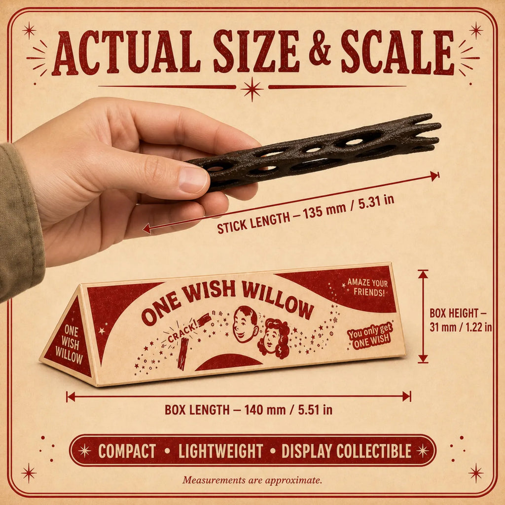 One Wish Willow Stick with Box, Obsession Inspired Prop Replica, Wish Making Snap Stick, Horror Movie Collectible, Screen-Style Box Included. WKBPETAL01