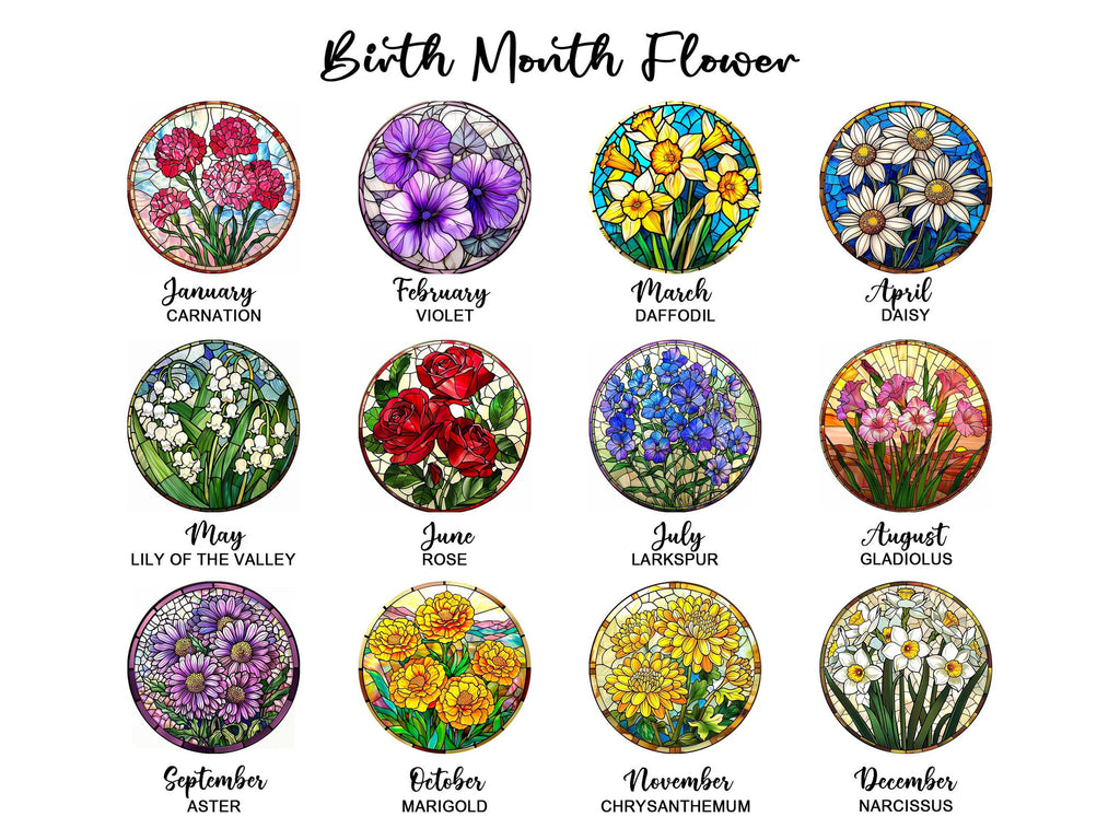 Personalized Birth Flower Name Suncatcher for Mom, Mother’s Day Garden Window Hanging, Birth Month Flower Gift