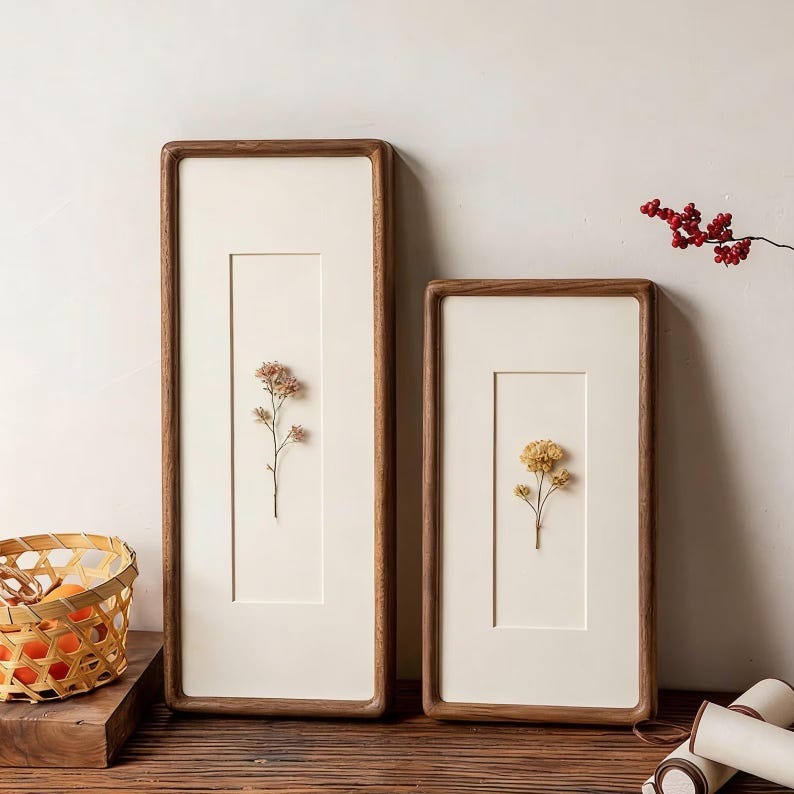 Solid Wood Calligraphy Frame, Handcrafted Solid Wood Calligraphy Frame, Wall-Mounted Custom Art Frame for Calligraphy, Paintings & Puzzle Artwork