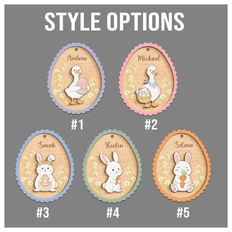 Personalized Easter Bunny Ornament – Custom Spring Name Decor, Easter Gift Tag for Kids, Easter Gift for Baby, Easter Egg, Glowforge Easter
