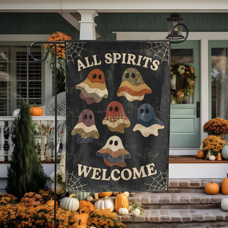 All Spirits Halloween Garden Flag, Rustic Decor, Outdoor Halloween Decorations, Pride Rainbow Ghost Fall Decor, LGBTQ, Garden Art,Yard Decor. HLWGFPETAL22