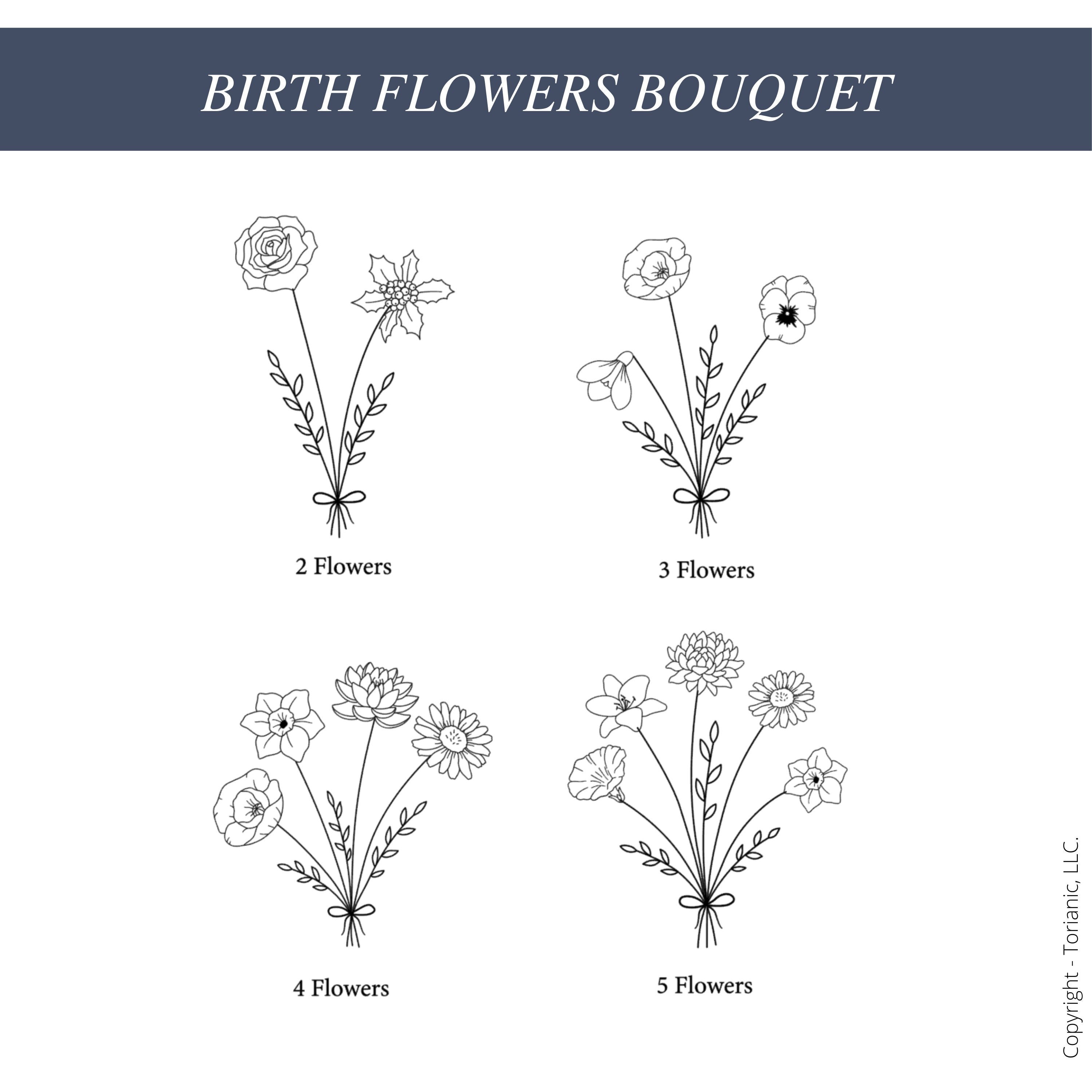 Personalized Bouquet Pendant, Multiple Birth Month Flowers, Custom Family Birth Flower Necklace, Dainty Gold Floral Jewelry, Gift for Her