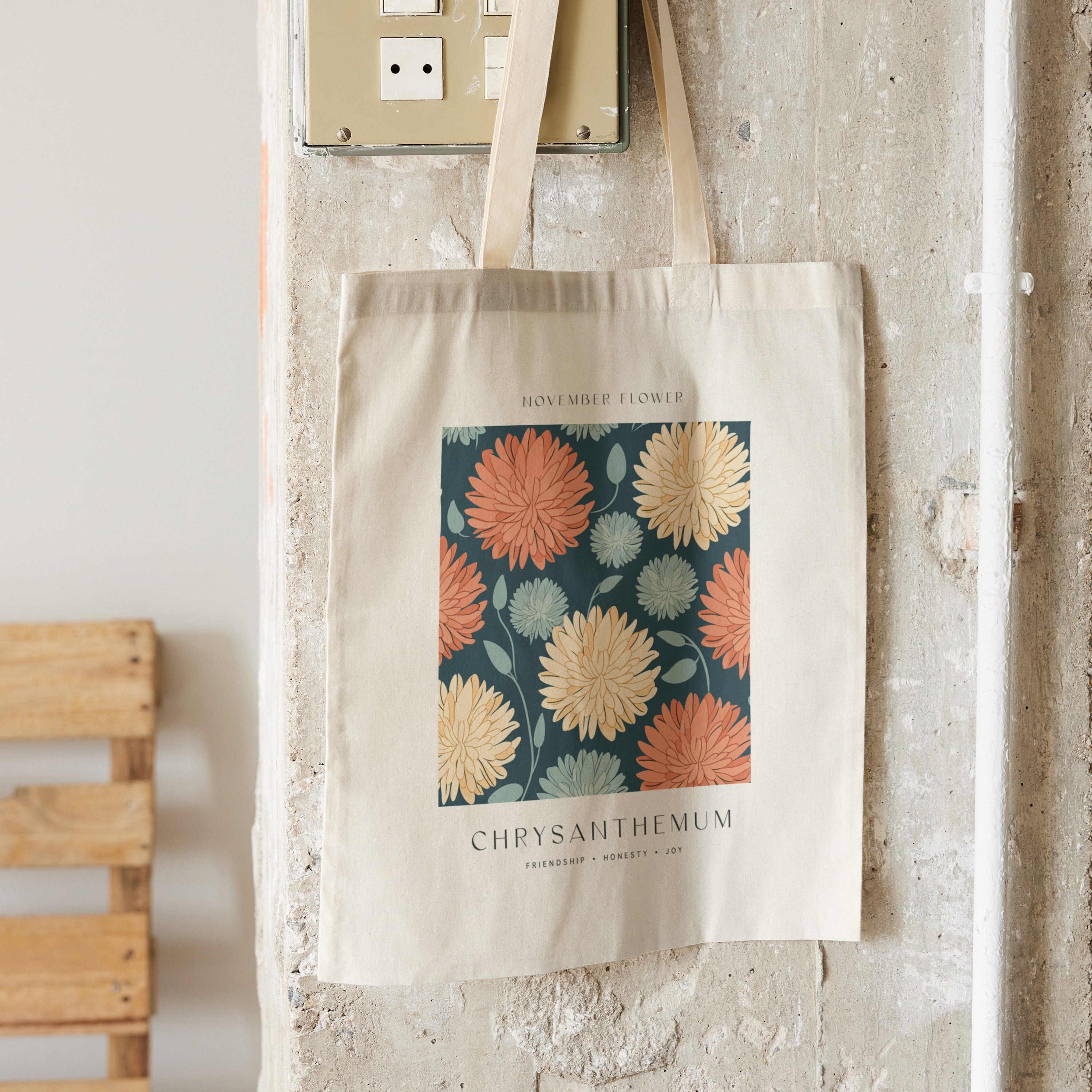 Birth Month Flower Tote Bag, Botanical Aesthetic Canvas ToteBag, Personalized Bridal Party Gift, Bridesmaid Tote Gift, Bestfriend Gift