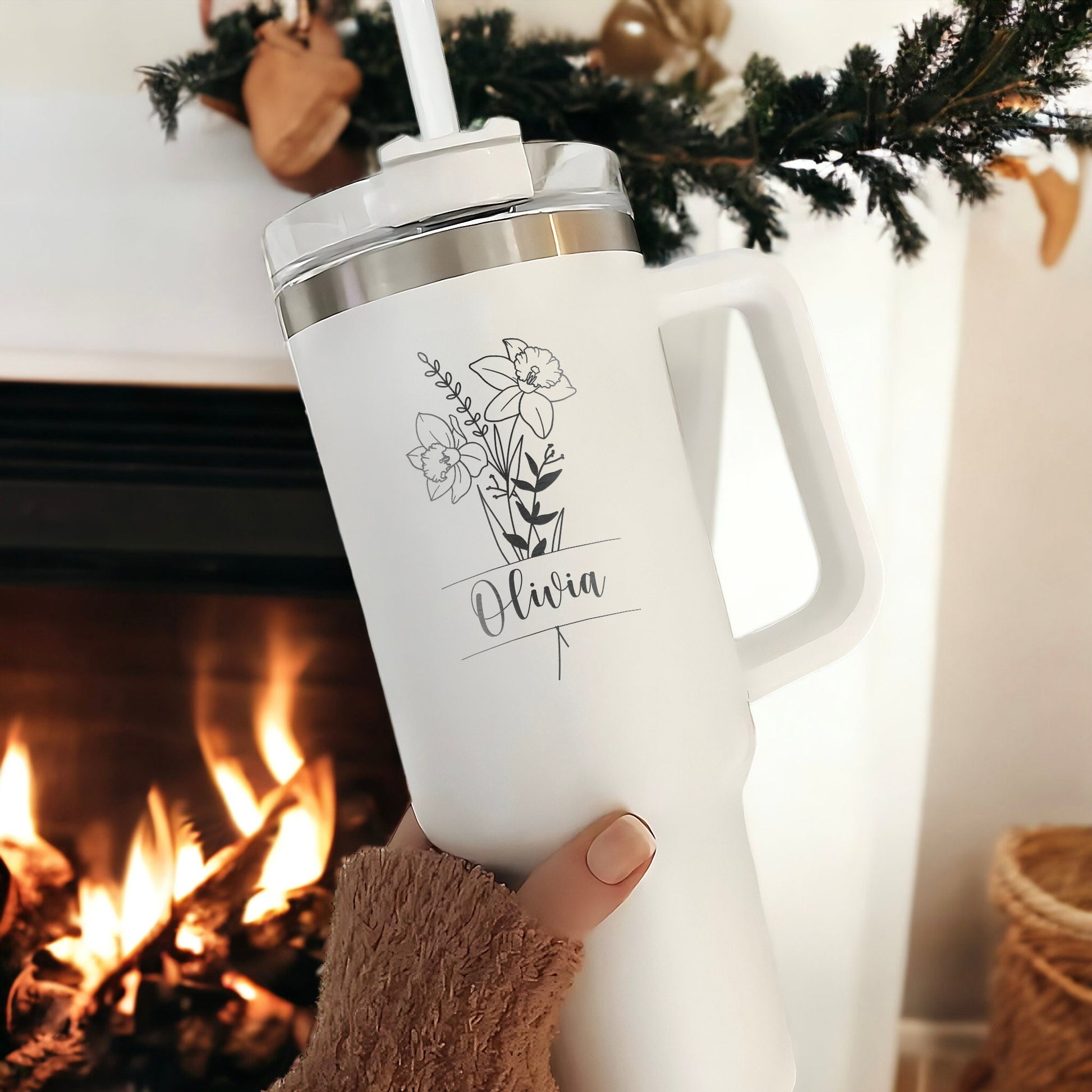 Unique Birthday Gifts for Her, Personalized Birth Flower Tumbler With Name, Custom Birth Month Flower Cup Gift for Best Friend, Soul Sister