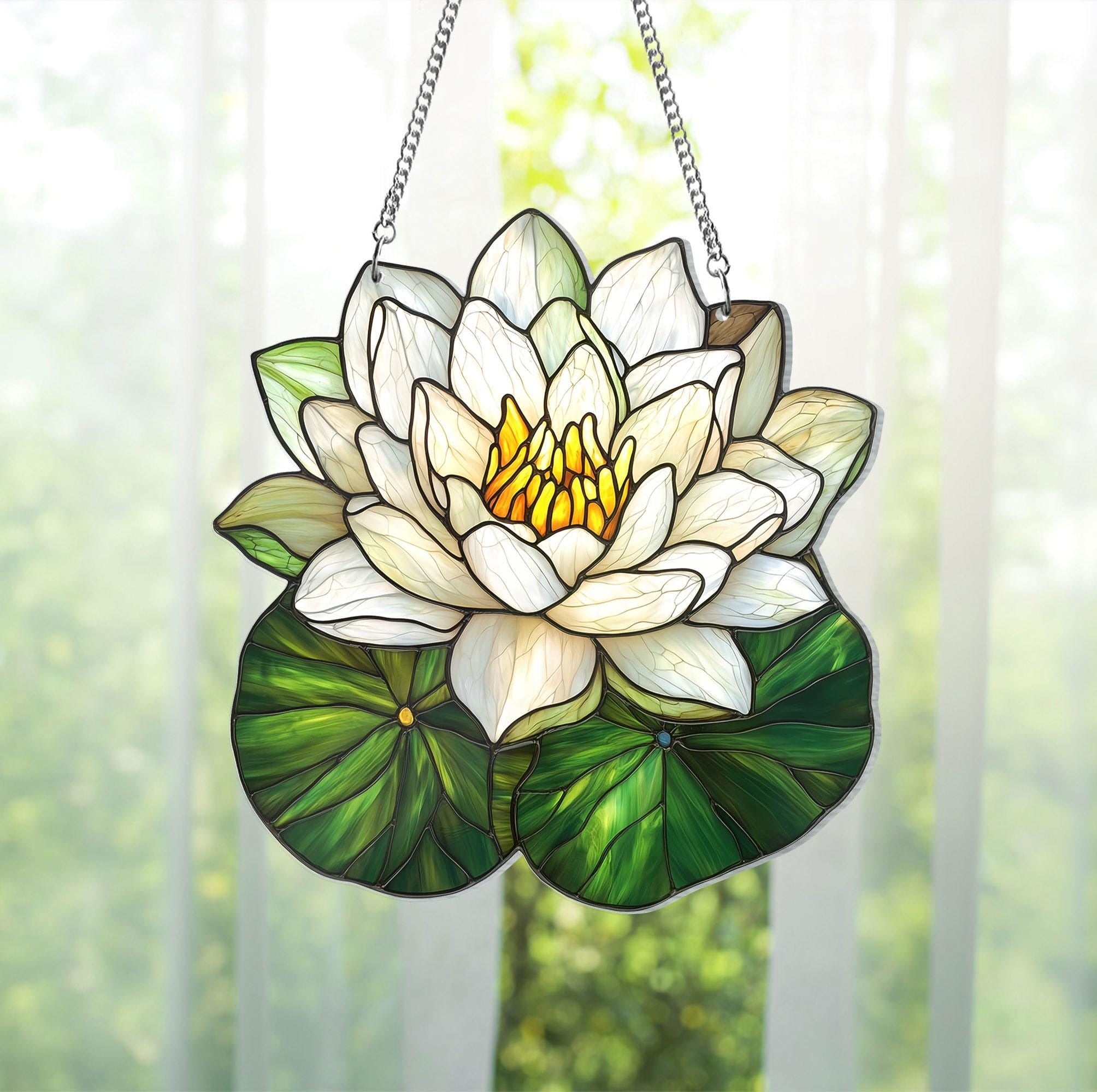 Birth Flower With Name Suncatcher Mothers Day Gift For Mom, Grandmas Garden Birth Month Flower Acrylic Window Hanging, Flower Memorial Gift