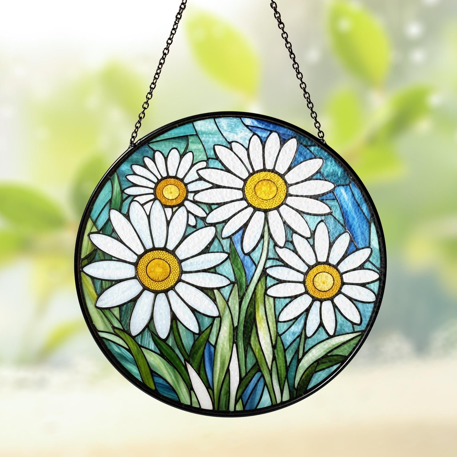 Aster Stained Glass, September Birth Month Suncatcher, Purple Flower Window Hanging Gift for Mom, Birth Flower Gift for Her Mom