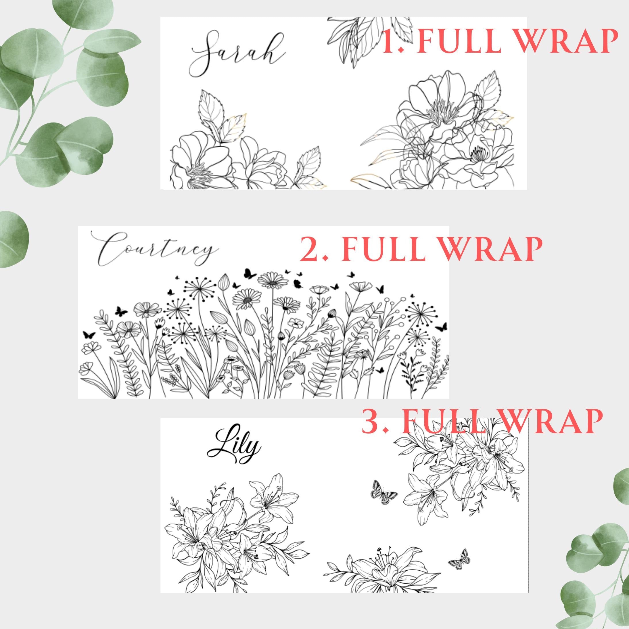 Personalized Flower Tumbler with Name, Custom Stainless Steel Travel Mug with Handle, Floral Gift for Her, Coffee Cup