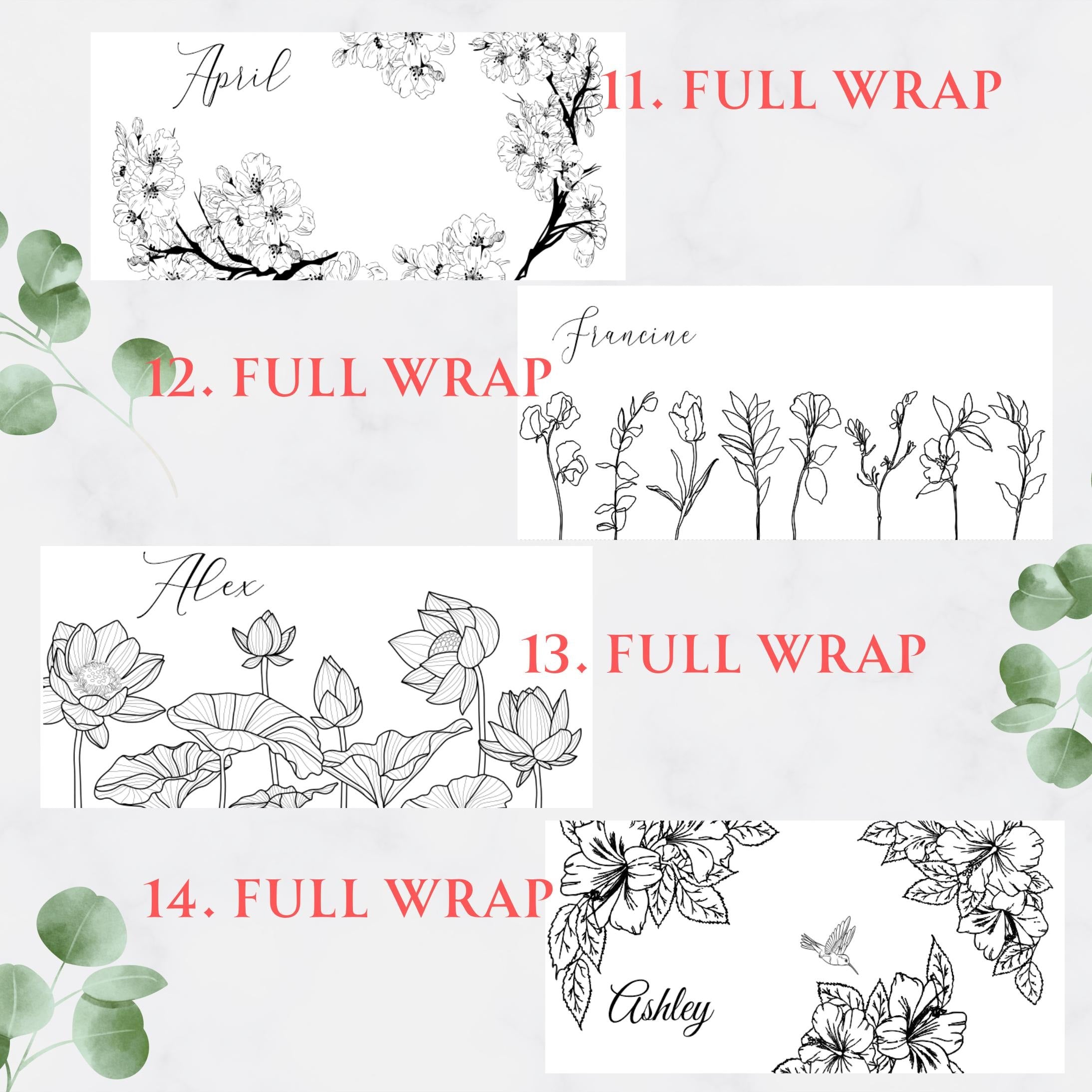 Personalized Flower Tumbler with Name, Custom Stainless Steel Travel Mug with Handle, Floral Gift for Her, Coffee Cup