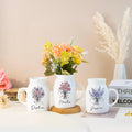 Personalized Birth Flower Ceramic Flower Vase, Custom Name Floral Pottery Vase, Birthday Gift, Bridesmaid Keepsake for Her
