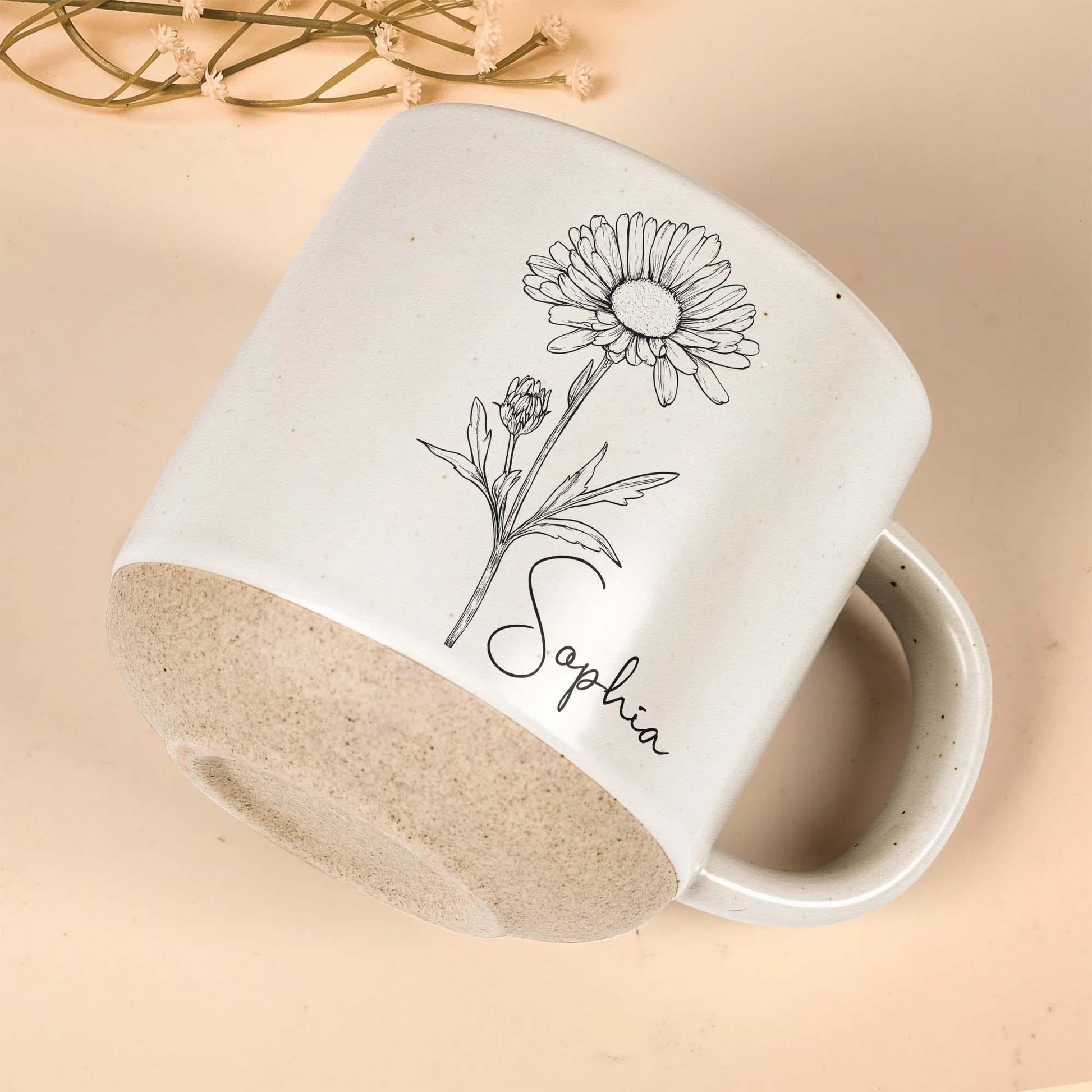Custom Pottery Coffee Mug Birth Flower Mug, Personalized Mug for Mom Family Gift, Gift for Bestie Birthday, Christmas Gifts Ideas, Mom Mug