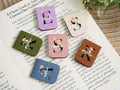 Personalized Leather Bookmarks with Flower Alphabet Design, Custom Initial Bookmark, Floral Leather Bookmark for Book Lovers