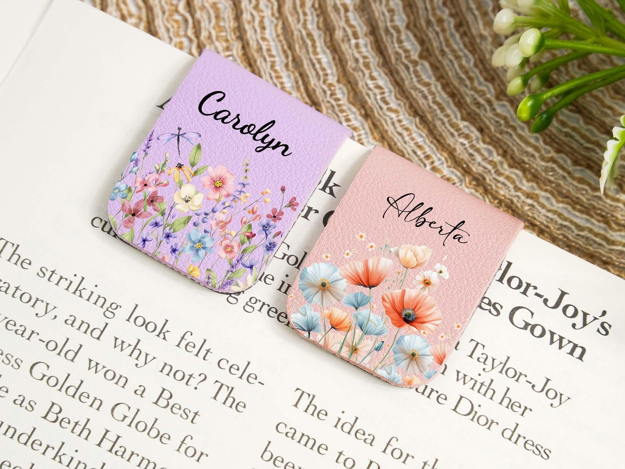 Leather Magnetic Bookmark, Library Bookmark, Bridesmaid gift, Book Accessory, Custom Name Leather Bookmark, Gift for Book lovers or Teachers