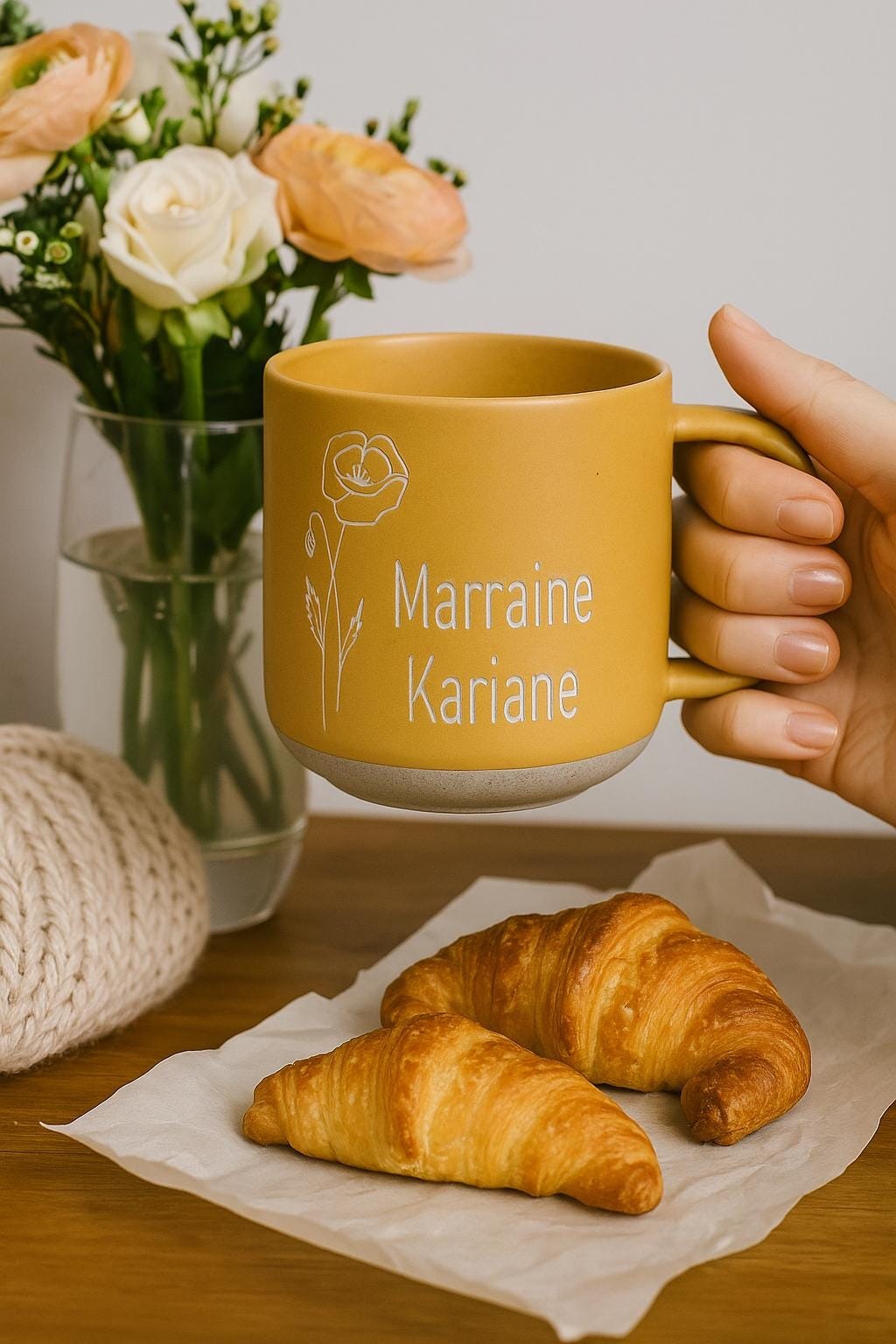 Engraved Pottery Mug Birth Flower Mug, Personalized Pottery Mug Family Gift, Customized Christmas Mug Engraved Gift Christmas Gifts Ideas