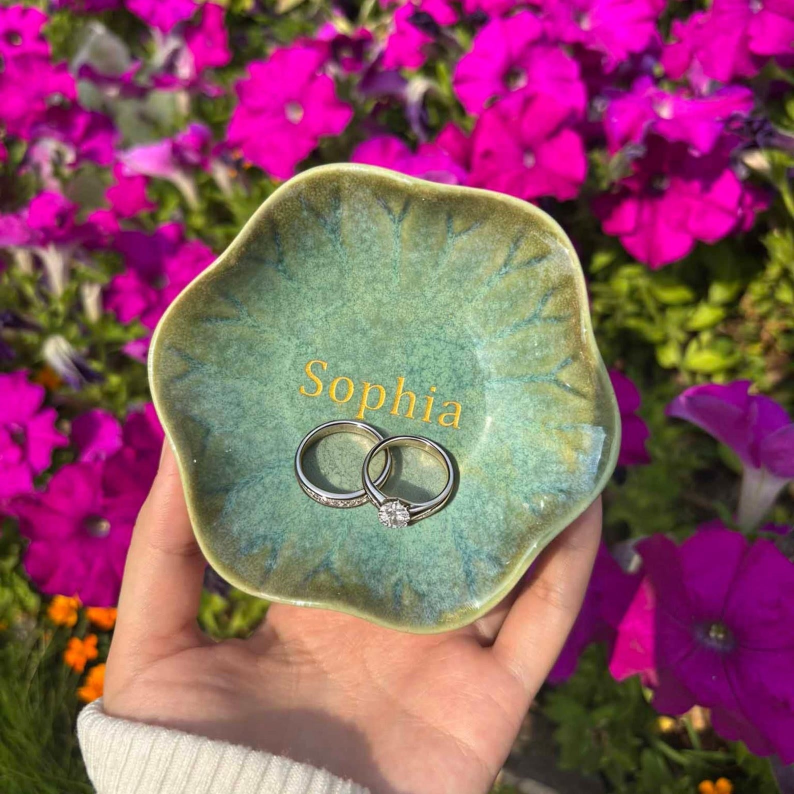 Wedding Ring Holder Dish with Initial & Date, Personalized Ring Plate for Ceremony, Custom Monogram Ring Dish, Bridal Shower Gift Keepsake