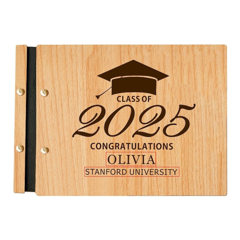 Personalized Graduation Book Binder 2025, Custom Wooden Photo Album, Class of 2025 Gift, Graduation Memory Book, College Graduate Gift