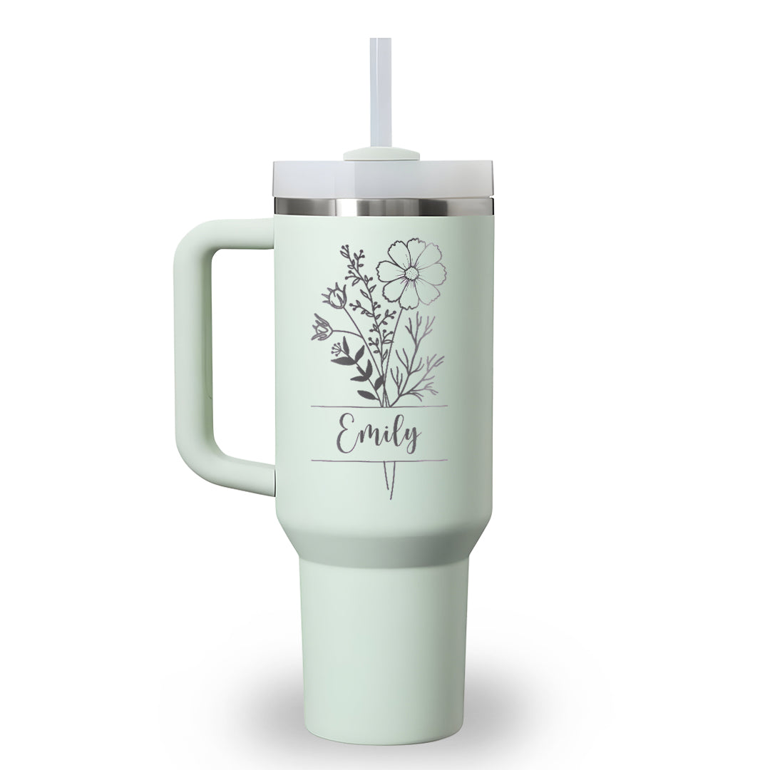 Unique Birthday Gifts for Her, Personalized Birth Flower Tumbler With Name, Custom Birth Month Flower Cup Gift for Best Friend, Soul Sister