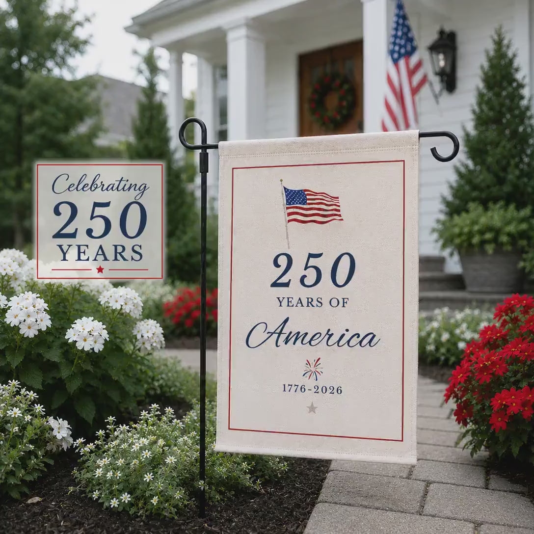 Patriotic Garden Flag, 250 Years of America Decor, America 250 Garden Flag, 4th of July Decor, Summer Memorial Day Decor, USA Flag. GFPETAL04