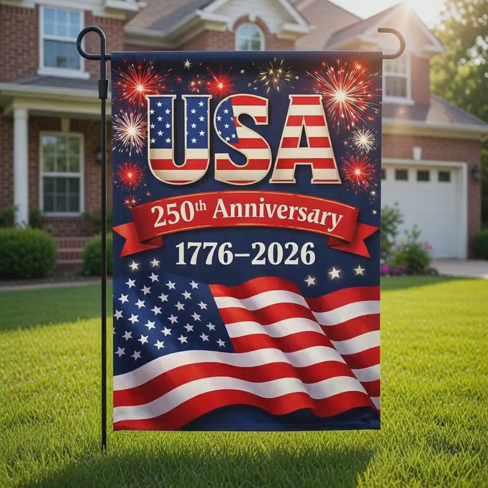 America 250th Anniversary Garden Flag, 1776-2026 Patriotic Eagle Flag, Custom Family Yard Decor. GFPETAL05