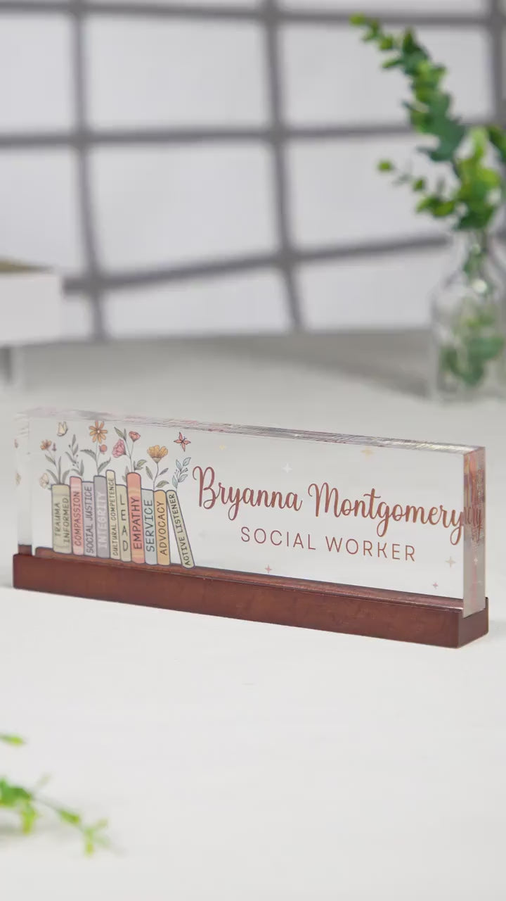 Assistant Principal Desk Name Plaque,Personalized Desk Name Plate for Teacher,Back To School Teacher Gift, Custom Name Teacher Acrylic Block. DNPETAL02