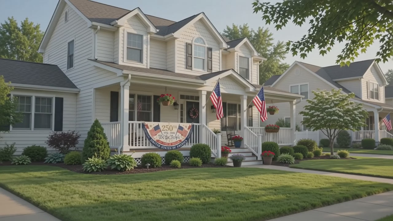 USA 250th Birthday Bunting Flag We The People Patriotic Porch Decor Independence Day Fan Banner America 1776 2026. BPETAL02