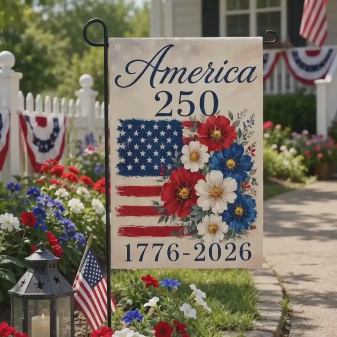 USA 250th Anniversary Garden Flag, 1776-2026 Patriotic Outdoor Decor, American Semiquincentennial Yard Banner, 4th Of July Gift. GFPETAL06