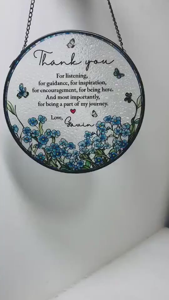 Personalized Thank You Stained Glass Suncatcher, Custom Teacher Appreciation Gift, Coworker Gifts, Mentor Gift, Mother's Day Keepsake.SUNPETAL02