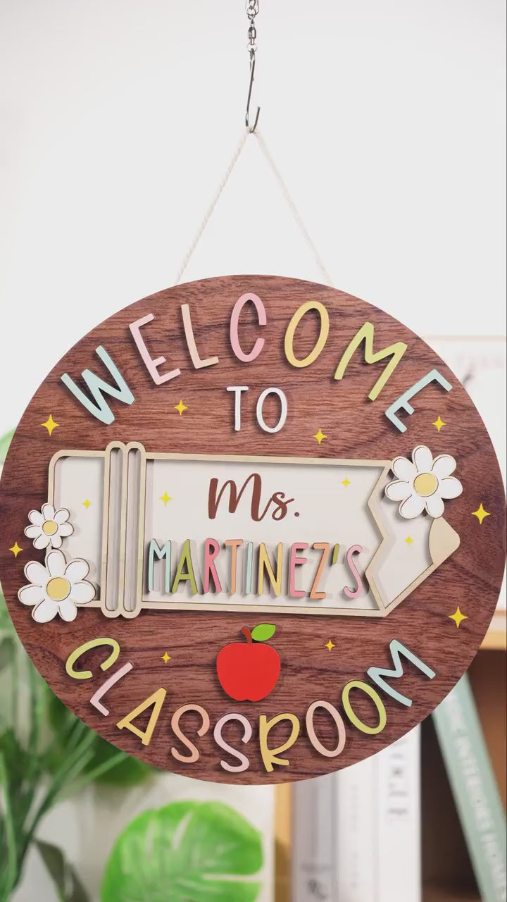 Personalized 3D Teacher Name Door Sign: Teacher Appreciation Gifts, Classroom Decor. DHPETAL02