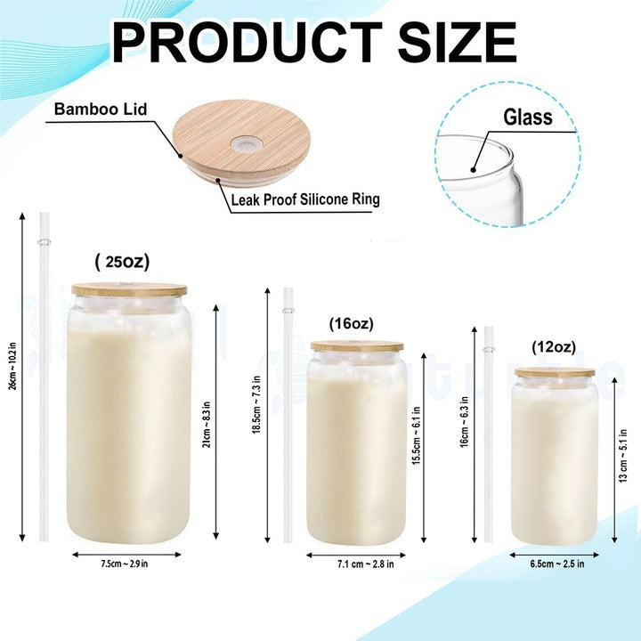 Personalized Birth Flower Glass Cup with Bamboo Lid and Straw, Custom Name Iced Coffee Tumbler, Birthday Month Floral Gift for Her