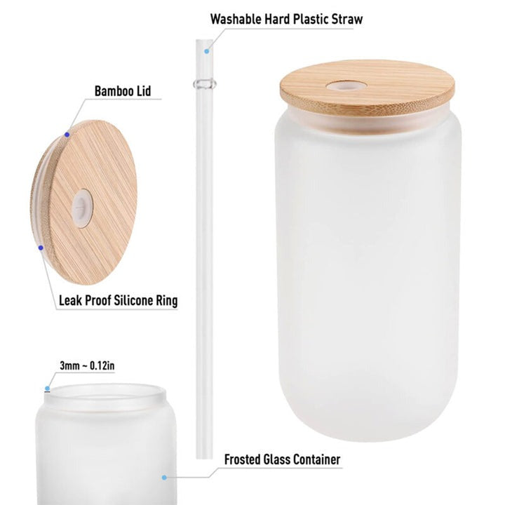 Personalized Birth Flower Glass Cup with Bamboo Lid and Straw, Custom Name Iced Coffee Tumbler, Birthday Month Floral Gift for Her