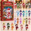 May include: A Snowmen Spiral Charm Advent Calendar 2026 box featuring a winter scene and twenty-four individual snowman ornaments. Each snowman has a unique hat, scarf, and spiral body design with a small gold bell attached at the bottom.