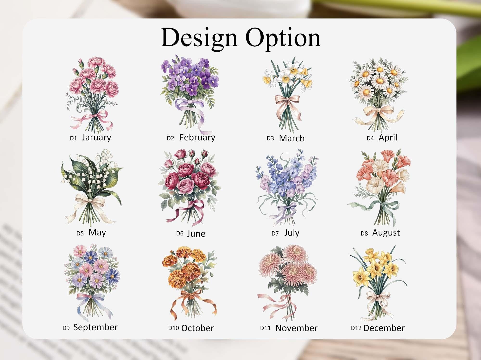 Personalized Birth Flower Mug, Custom Name Coffee Cup with Floral Bouquet Design, Birthday Month Flower Gift for Her, Bridesmaid, or Mother’s Day