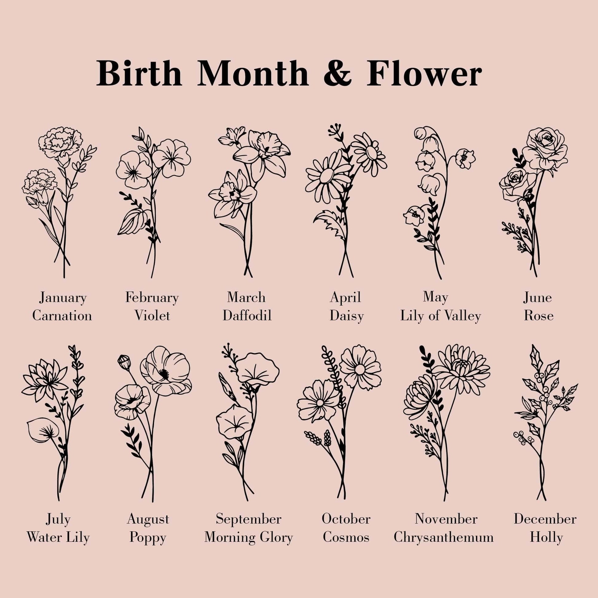 Personalized Birth Flower Engraved Pottery Mug, Custom Ceramic Coffee Cup with Name, Unique Gift, Handmade Drinkware