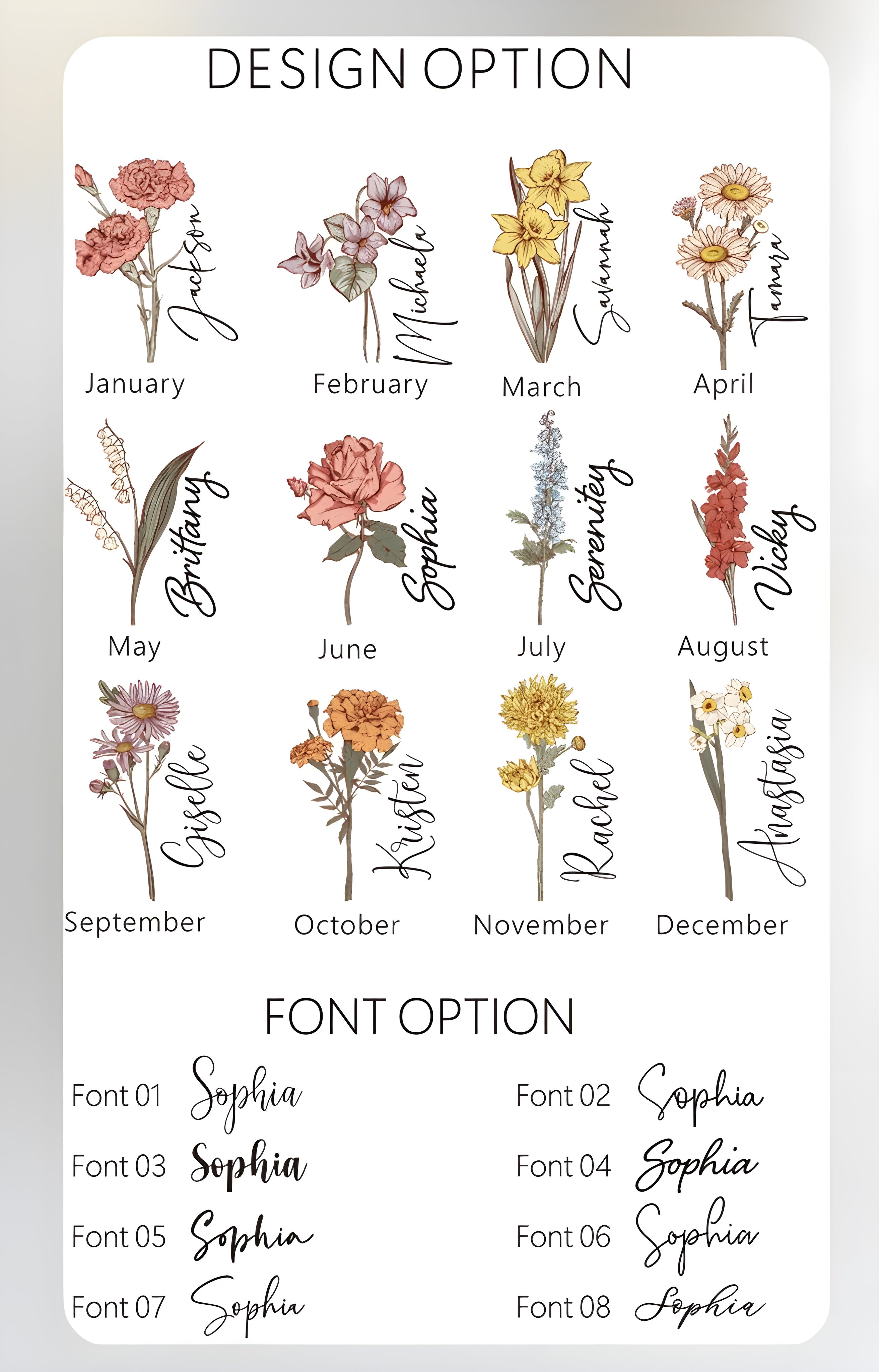 Personalized Birth Flower Ceramic Vase, Custom Name Flower Pot, Floral Monthly Bloom Vase, Unique Gift for Women & Home Decor