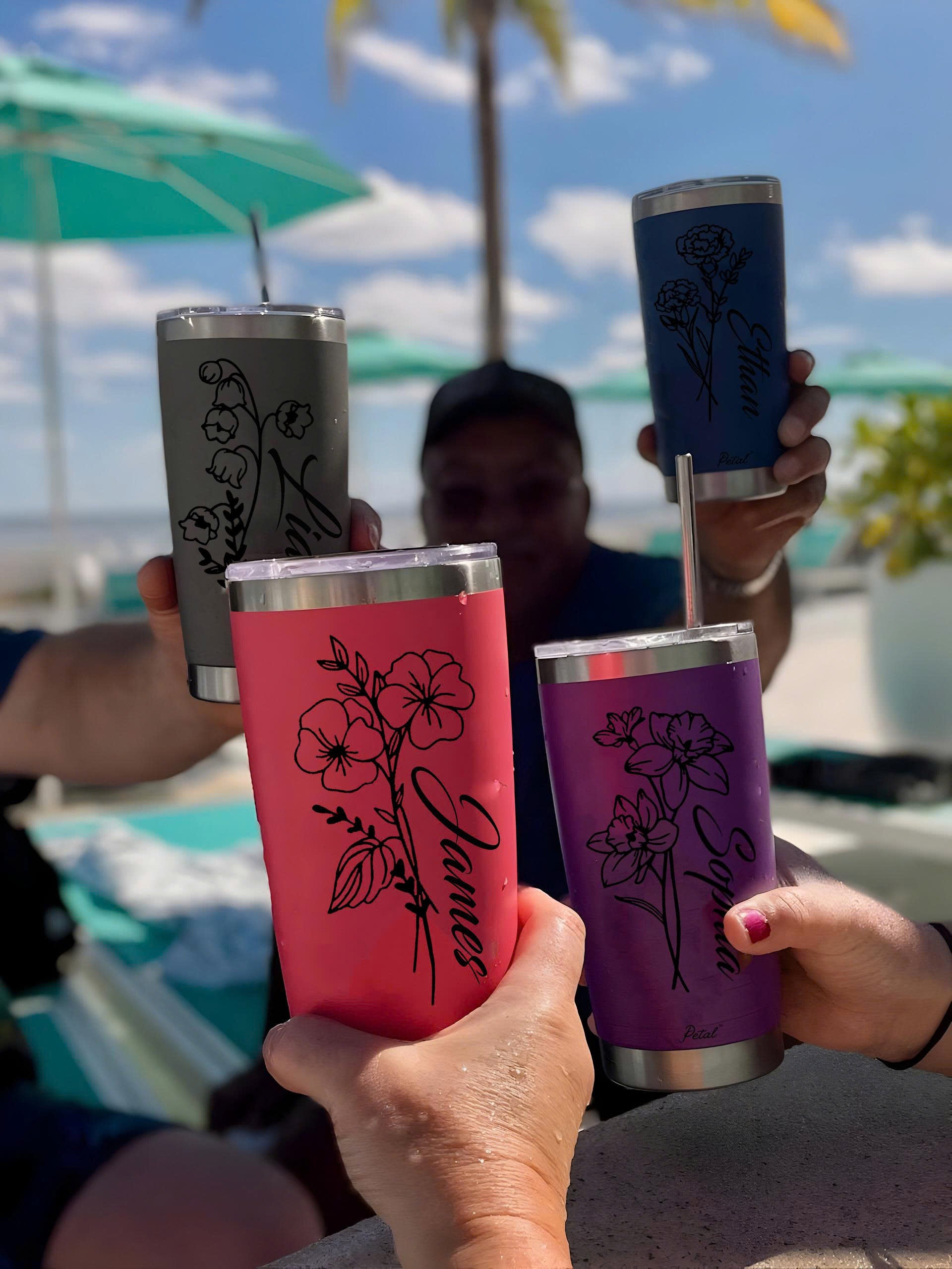Personalized Birth Flowers 20oz Stainless Steel Tumbler With Name, Bridesmaid Gift, Custom Name Travel Cup, Birthday Gift, Gift For Her Mother
