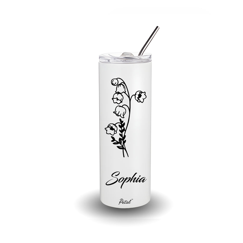 Personalized Birth Flowers 30oz Skinny Glitter Tumbler, Bridesmaid Gift, Custom Name Travel Cup, Birthday Gift, Gift For Her Mother