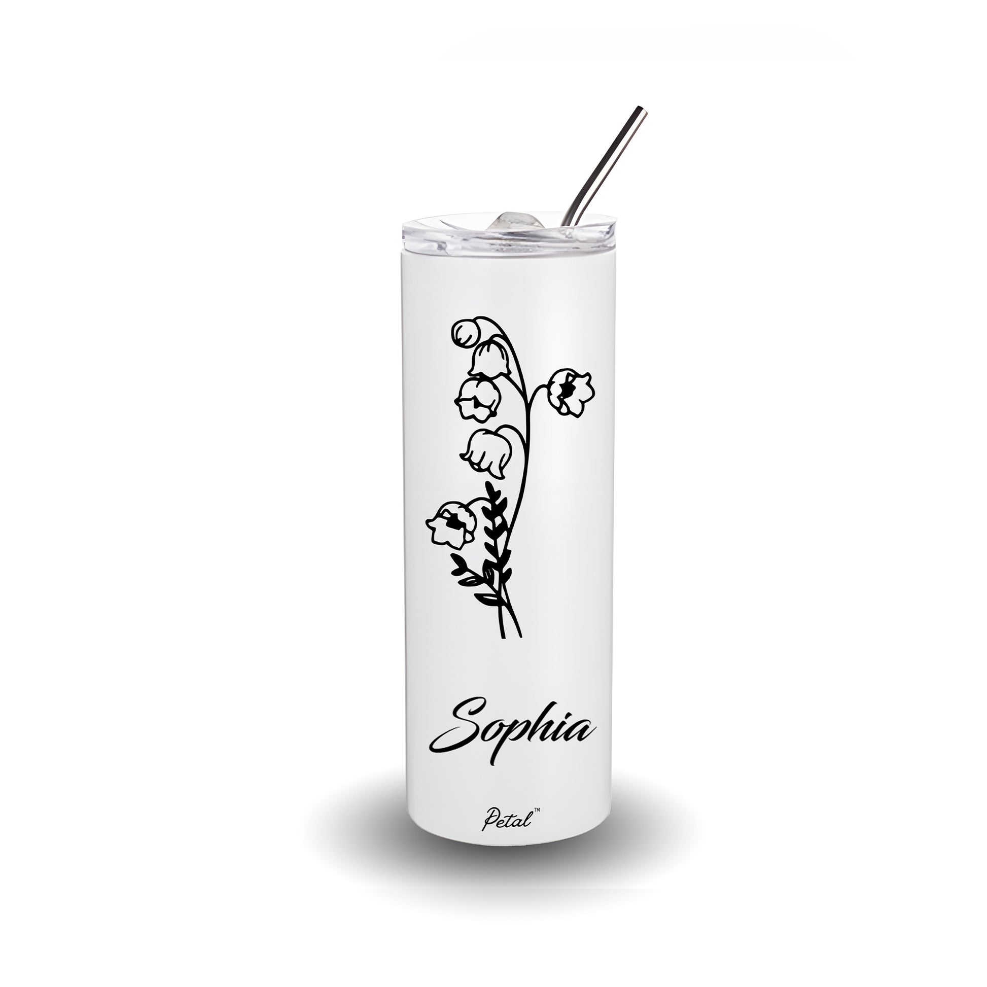 Personalized Birth Flowers 30oz Skinny Glitter Tumbler, Bridesmaid Gift, Custom Name Travel Cup, Birthday Gift, Gift For Her Mother